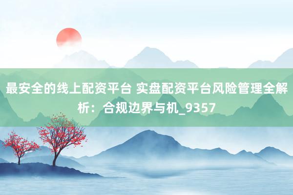 最安全的线上配资平台 实盘配资平台风险管理全解析：合规边界与机_9357