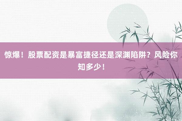 惊爆!股票配资是暴富捷径还是深渊陷阱?风险你知多少!