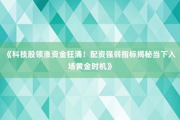 《科技股领涨资金狂涌!配资强弱指标揭秘当下入场黄金时机》