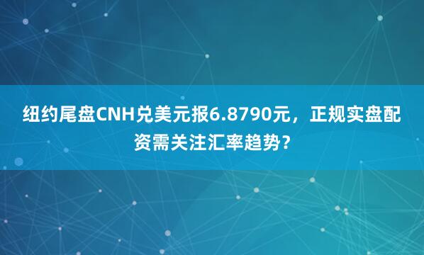 纽约尾盘CNH兑美元报6.8790元，正规实盘配资需关注汇率趋势？