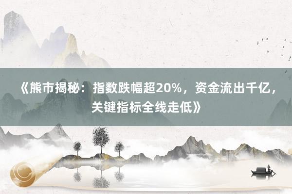 《熊市揭秘：指数跌幅超20%，资金流出千亿，关键指标全线走低》