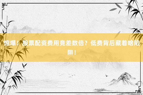 惊爆！股票配资费用竟差数倍？低费背后藏着啥陷阱！