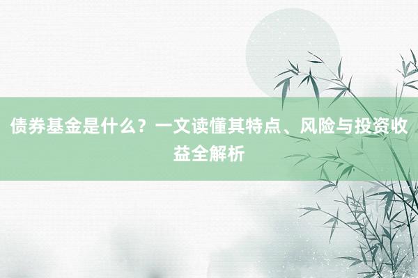 债券基金是什么？一文读懂其特点、风险与投资收益全解析