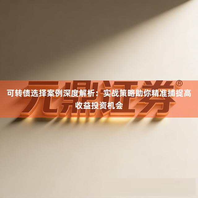 可转债选择案例深度解析：实战策略助你精准捕捉高收益投资机会