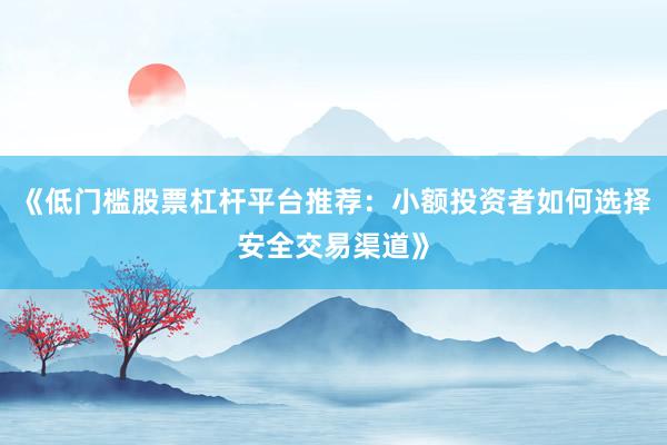 《低门槛股票杠杆平台推荐：小额投资者如何选择安全交易渠道》