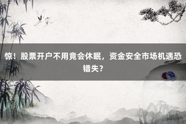 惊！股票开户不用竟会休眠，资金安全市场机遇恐错失？