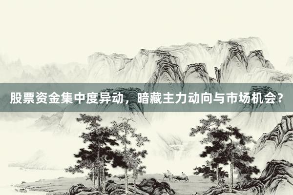 股票资金集中度异动，暗藏主力动向与市场机会？