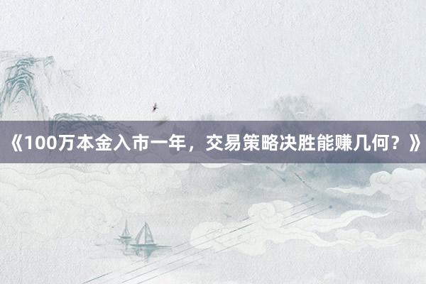 《100万本金入市一年，交易策略决胜能赚几何？》