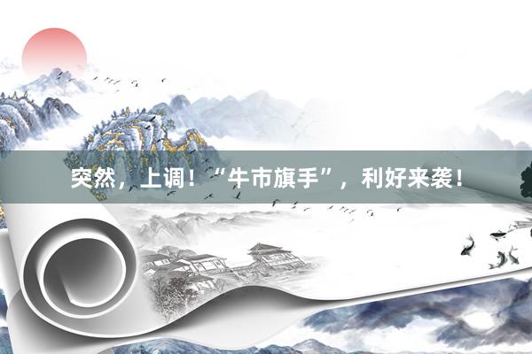 突然，上调！“牛市旗手”，利好来袭！