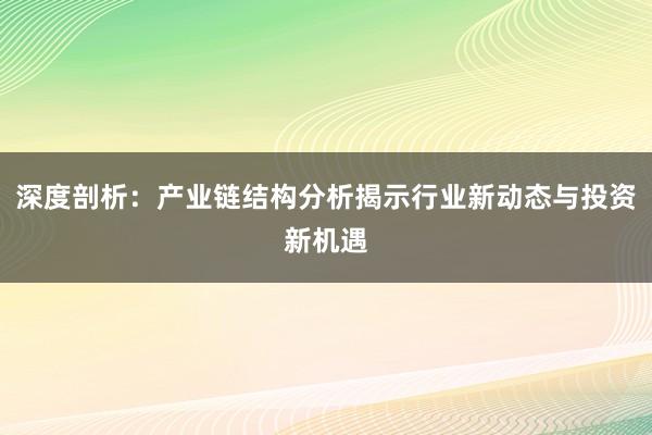 深度剖析：产业链结构分析揭示行业新动态与投资新机遇