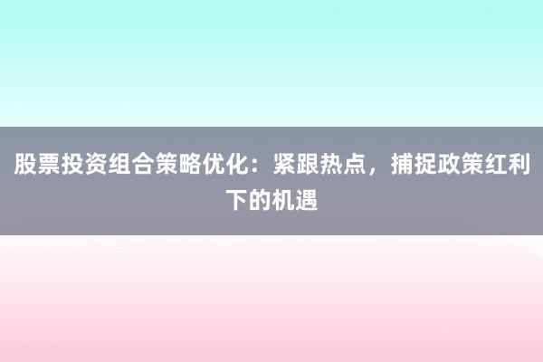 股票投资组合策略优化：紧跟热点，捕捉政策红利下的机遇