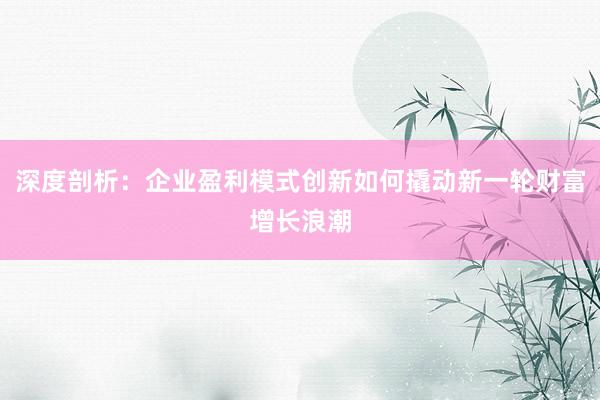 深度剖析：企业盈利模式创新如何撬动新一轮财富增长浪潮